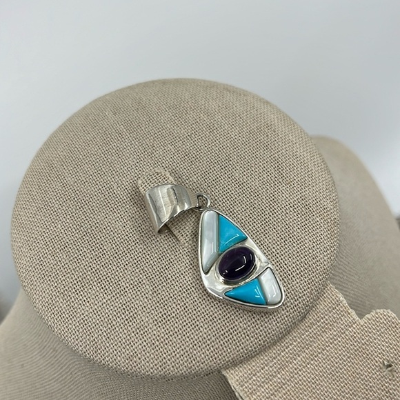 Jewelry - 🌊 Jay King Mine Finds 925 Silver Turquoise, Amethyst & MOP Eye Pendant